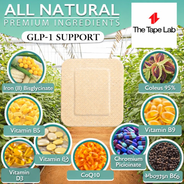 All-natural ingredients for GLP-1 support patch.